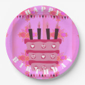 愛と多くのハッピーバースデー ペーパープレート (正面)