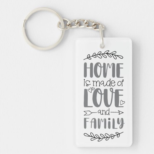 愛と家族でつくられた家かわいい愛の花現状 キーホルダー (正面)