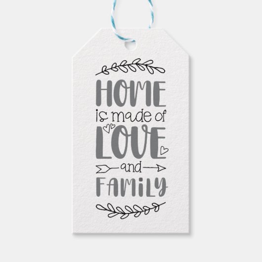 愛と家族でつくられた家かわいい愛の花現状 ギフトタグ (正面)