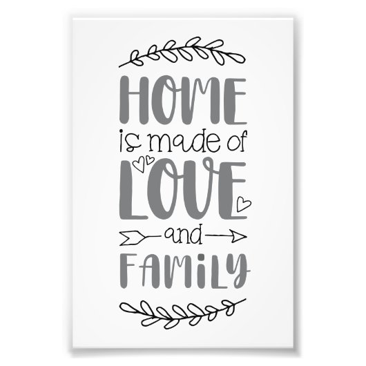 愛と家族でつくられた家かわいい愛の花現状 フォトプリント            (正面)