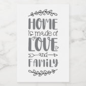 愛と家族でつくられた家かわいい愛の花現状 ワインラベル (シングルラベル)