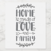 愛と家族でつくられた家かわいい愛の花現状 ワインラベル (シングルラベル)