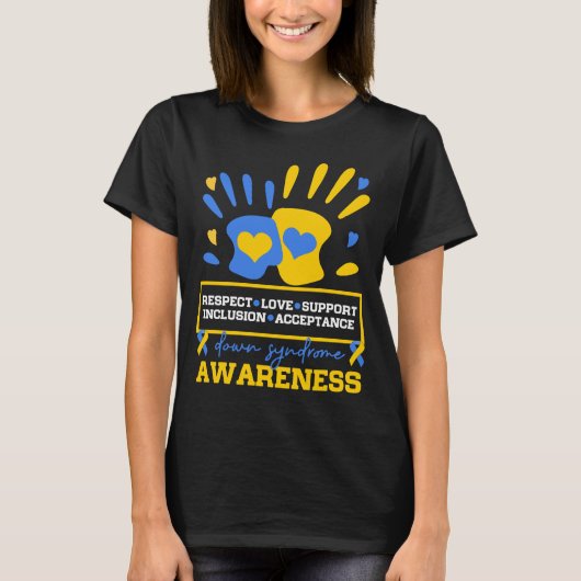 愛と尊敬かわいい世界ダウン症候群 Tシャツ (正面)