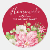 愛と小さなクリスマスのポインセチア自家製 ラウンドシール (正面)