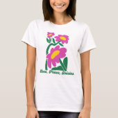 愛と平和とデイジーの花 Tシャツ (正面)