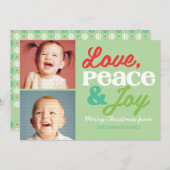 愛と平和と喜びの家族カラフル写真カード シーズンカード (正面/裏面)