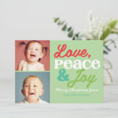 愛と平和と喜びの家族カラフル写真カード シーズンカード (スタンド正面)