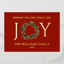 愛と平和と喜びの赤いクリスマス 箔シーズンカード