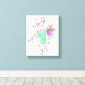 愛と平和のキャンバスをもたらす緑のガウンした天使 キャンバスプリント (インサイチュ (ウッドフロア))