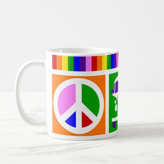 愛と平和のキャンパーファンライフをパーソナライズ コーヒーマグカップ (左)