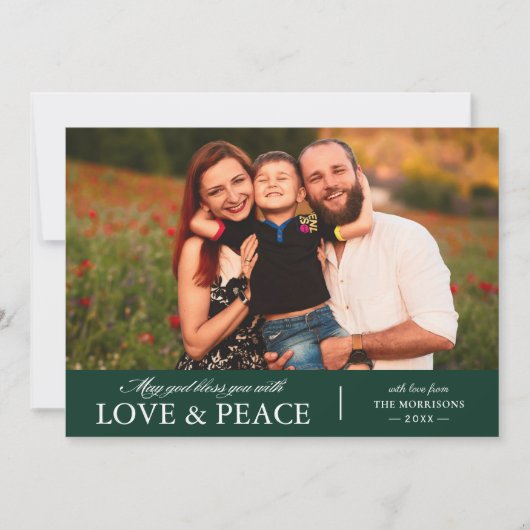 愛と平和の写真で神があなたを祝福してほしい シーズンカード (正面)