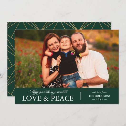 愛と平和の写真で神があなたを祝福してほしい シーズンカード (正面/裏面)