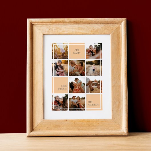 愛と平和の家族の写真コラージュのポスターとプリント ポスター