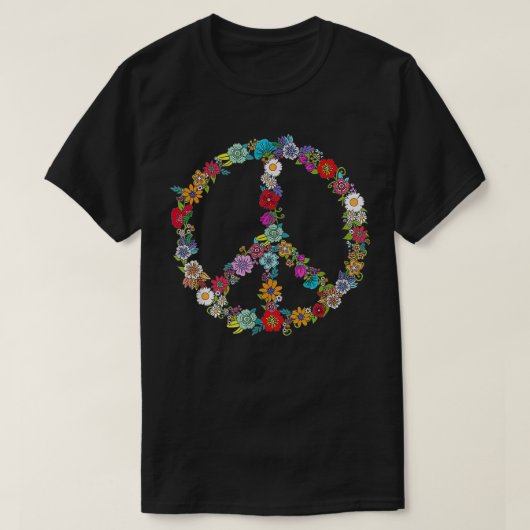 愛と平和の花ヒッピー恋人かわいい Tシャツ (デザイン正面)