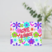 愛と平和ヒッピーのフラワーパワー ポストカード (スタンド正面)