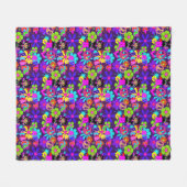 愛と平和60のヒッピー花パワーGroovy フリースブランケット (正面(横))