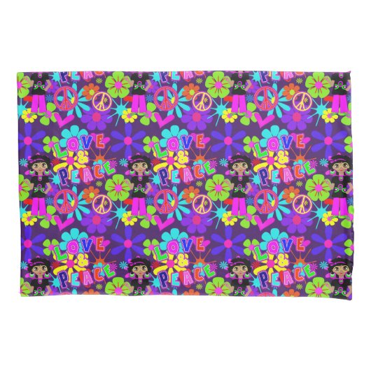 『愛と平和60』ヒッピー・フラワー・パワー・グルービー 枕カバー (正面)