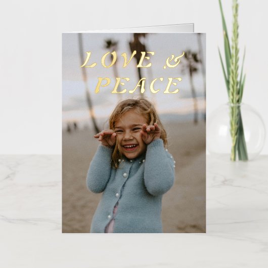 愛と平和8写真を折り畳んだ金箔 箔シーズンカード (正面)
