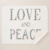 愛と平和 – ジェムストーンレタリングデザイン シェルパブランケット (正面(横))