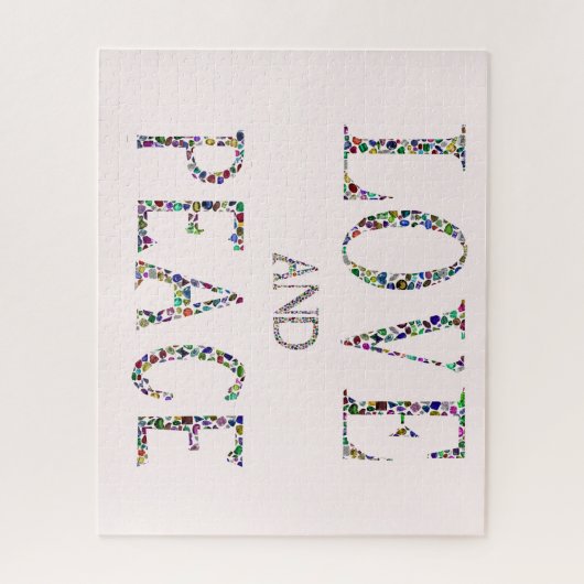 愛と平和 – ジェムストーンレタリングデザイン ジグソーパズル (縦)