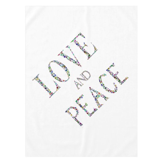 愛と平和 – ジェムストーンレタリングデザイン テーブルクロス (正面)