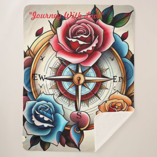 「愛と幸福の象徴：ローズコンパス」 シェルパブランケット (正面)