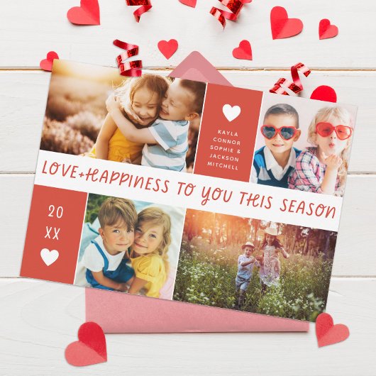 愛と幸福コラージュのバレンタイン写真 シーズンカード