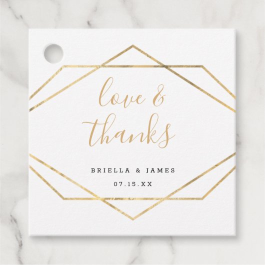 愛と幾何感謝してい金ゴールドの結婚あなた感謝していのこと フェイバータグ (正面)