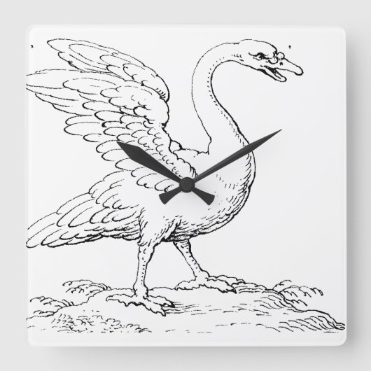 愛と忠誠の象徴 白鳥の美術品 スクエア壁時計 (正面)