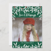 愛と恵みレッドベリーグリーンクリスマスフォト シーズンカード (正面)