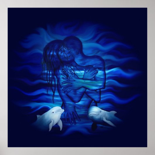 愛と情熱の行動 – イルカのペアとペア ポスター (正面)