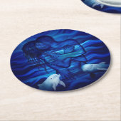 愛と情熱の行動 – イルカのペアとペア ラウンドペーパーコースター (アングル)