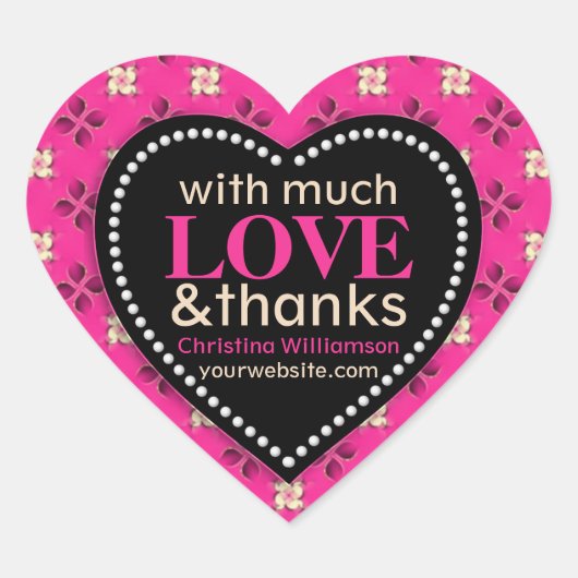 愛と愛の多いピンク感謝してい&愛ハートシール ハートシール (正面)