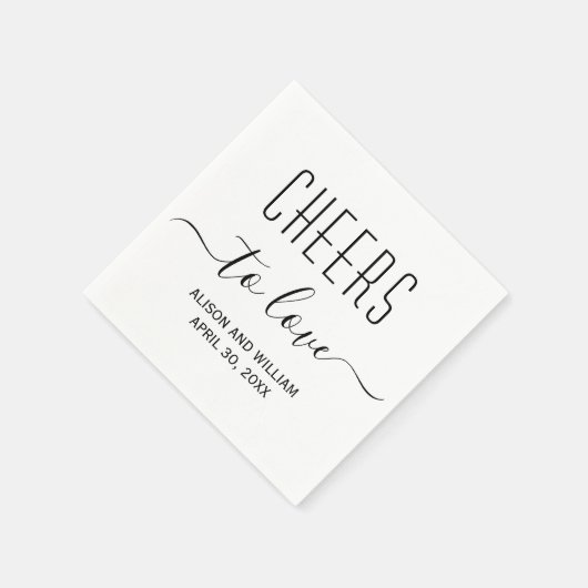 愛と愛エレガントのモダン結婚応援 スタンダードカクテルナプキン (角)