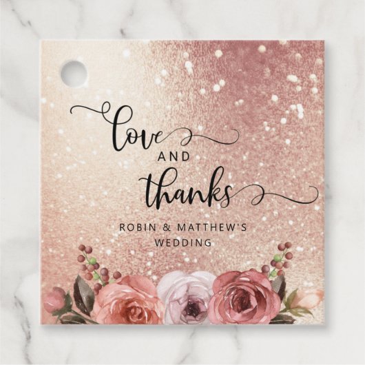 愛と愛感謝してい、モダン赤面バラ金ゴールド フェイバータグ (正面)