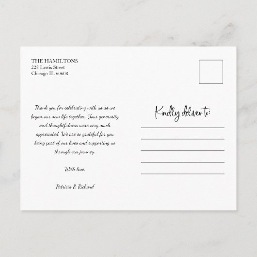 愛と感謝していかわい結婚い写真 ポストカード (裏面)