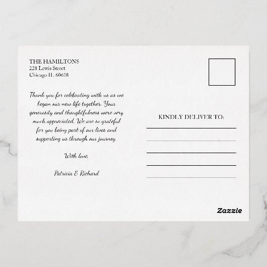 愛と感謝していかわい結婚い写真 箔シーズンポストカード (裏面)