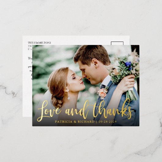 愛と感謝していかわい結婚い写真 箔シーズンポストカード (正面/裏面)