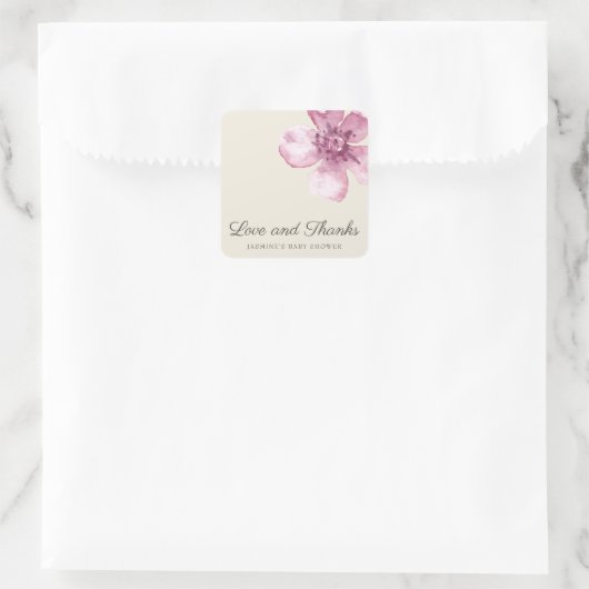 愛と感謝していさくらんぼブロッサムガールベビーシャワー スクエアシール (バッグ)
