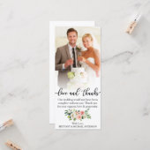 愛と感謝していの写結婚真ピンクフローラカード カード (正面/裏面インサイチュ)