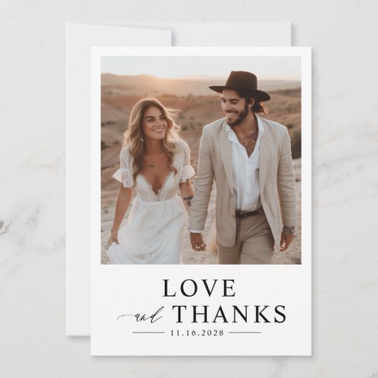 愛と感謝していの素朴- Boho Photo 結婚's サンキューカード (正面)