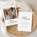 愛と感謝していの素朴- Boho Photo 結婚's サンキューカード<br><div class="desc">この表現ボホシックな写真サンキューカードで美しく素朴な感謝の気持ちを込めて。白と黒の写真を重ね合わせた柔らかい手書きのスクリプトを使用したデザインは、お祝いの自然なエレガンスを捉える結婚のに最適だ。あなたのお気に入りの写真が真の個人のtouchのため結婚に「愛と感謝してい」のメッセージを覗き見なさい。</div>