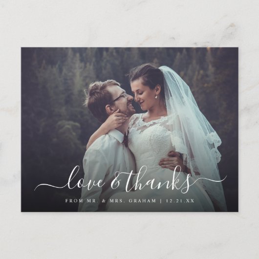 愛と感謝していの結婚写真オーバーレイ ポストカード (正面)