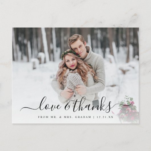 愛と感謝していの結婚写真オーバーレイ ポストカード (正面)