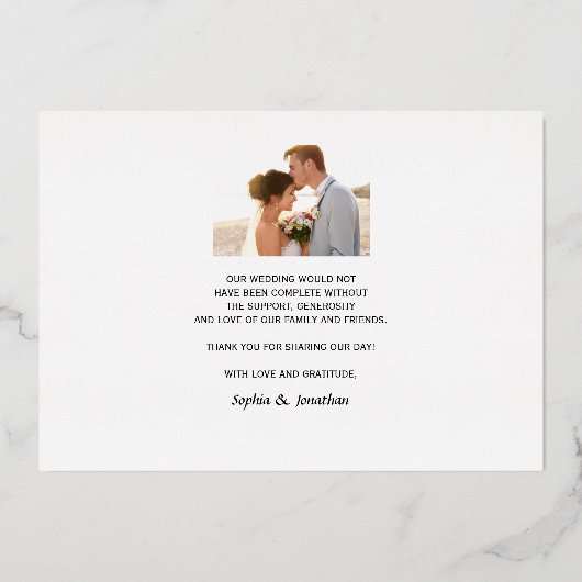 愛と感謝していの結婚箔サンキューカード 箔シーズンカード (裏面)