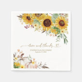 愛と感謝していひまわりカボチャ結婚の スタンダードカクテルナプキン (正面)