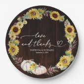 愛と感謝していひまわりカボチャ結婚の ペーパープレート (正面)