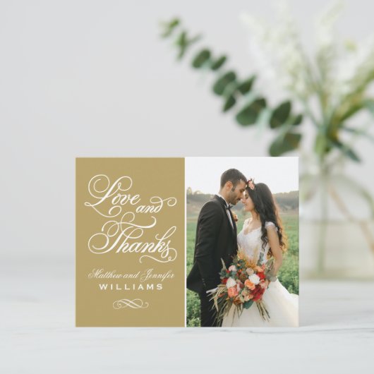 愛と感謝していアンティークの写真結婚ありがとう ポストカード (スタンド正面)