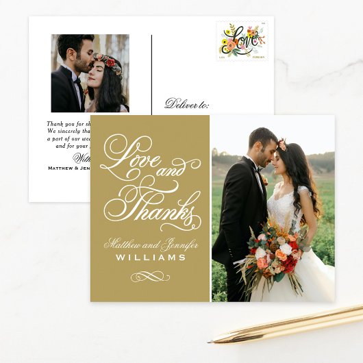 愛と感謝していアンティークの写真結婚ありがとう ポストカード