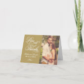 愛と感謝していアンティーク金ゴールド結婚の写真 サンキューカード (正面)